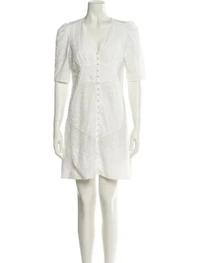 Pre-owned The Kooples V-neck Mini Dress In Neutral