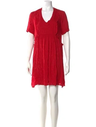 Pre-owned The Kooples V-neck Mini Dress In Red