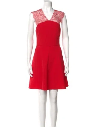 Pre-owned The Kooples V-neck Mini Dress In Red