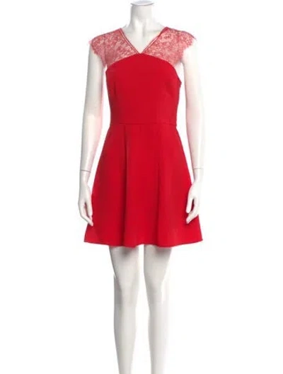 Pre-owned The Kooples V-neck Mini Dress In Red