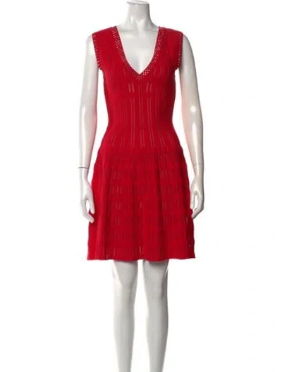 Pre-owned The Kooples V-neck Mini Dress In Red
