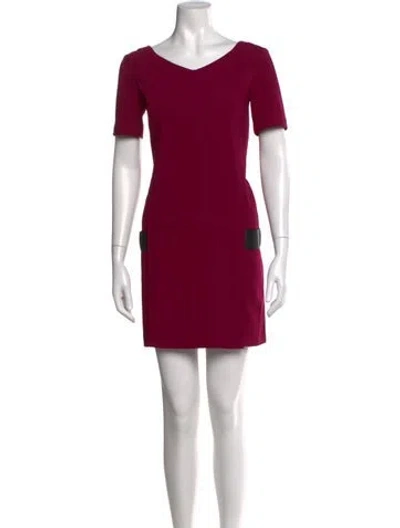 Pre-owned The Kooples V-neck Mini Dress In Red