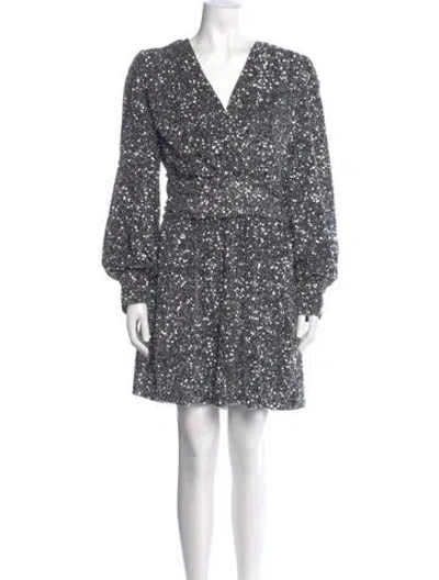 Pre-owned The Kooples V-neck Mini Dress In Silver