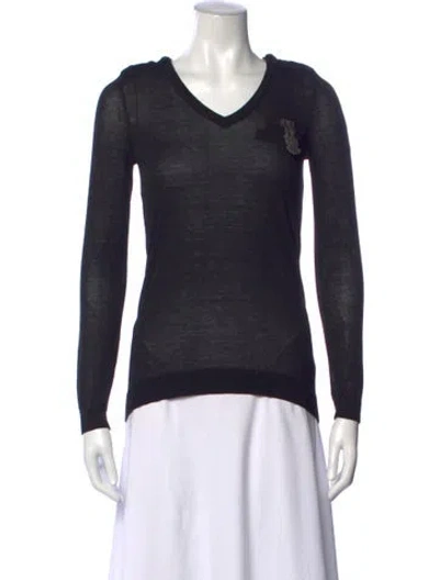 Pre-owned The Kooples V-neck Sweater In Black