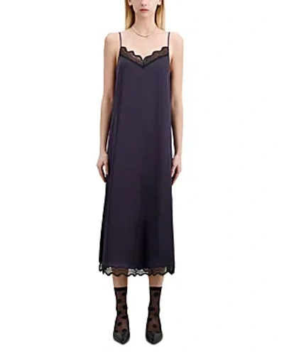 The Kooples Washed Silk Maxi Dress In Navy