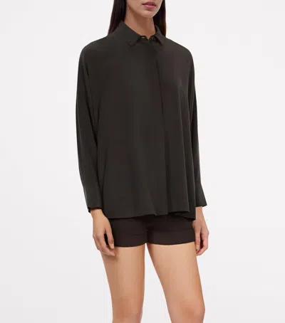 The Kooples Washed Silk Shirt In Black