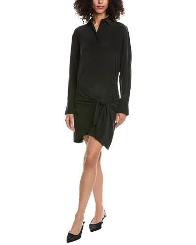 The Kooples Washed Silk Shirtdress In Black