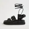 THE KOOPLES WEDGE SANDALS WITH ANKLE TIE
