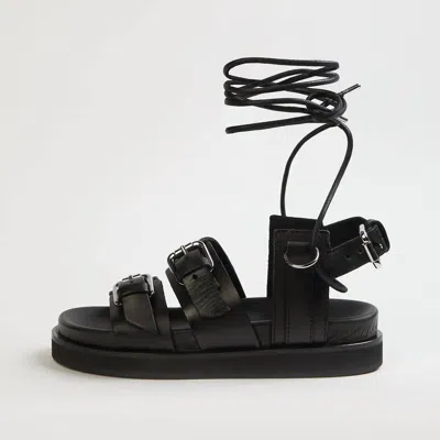 The Kooples Wedge Sandals With Ankle Tie In Black