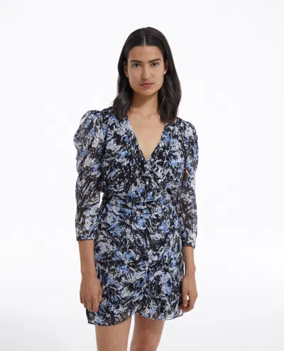 The Kooples White And Blue Short Printed Dress