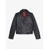The Kooples Asymmetric-fastened Lambskin-leather Biker Jacket In Black