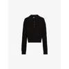 THE KOOPLES THE KOOPLES WOMEN'S BLACK BUTTON-NECK SLIM-FIT KNITTED POLO