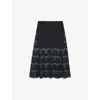 The Kooples Floral Scalloped-edge In Black