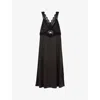 THE KOOPLES THE KOOPLES WOMEN'S BLACK LACE-EMBROIDERED CUT-OUT SILK MIDI DRESS
