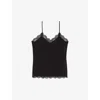The Kooples Silk Lace Trim Camisole In Black