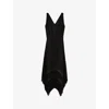 The Kooples Womens Black Lace-embroidered V-neck Pleated Woven Midi Dress In Black