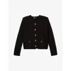 THE KOOPLES THE KOOPLES WOMEN'S BLACK ROUND-NECK LONG-SLEEVE RIBBED KNITTED CARDIGAN