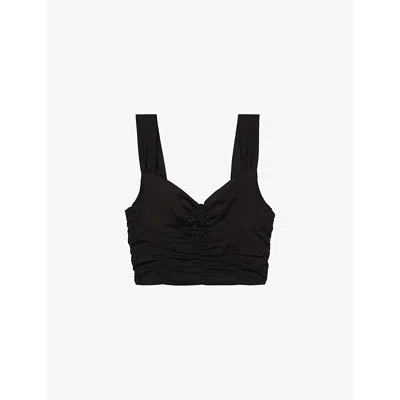 The Kooples Womens Black Sweetheart-neck Sleeveless Stretch-woven Top