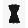 THE KOOPLES THE KOOPLES WOMEN'S BLACK V-NECK SMOCKED-WAIST COTTON MINI DRESS