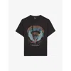 THE KOOPLES THE KOOPLES WOMEN'S BLACK WASHED GRAPHIC-PRINT COTTON T-SHIRT