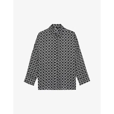 The Kooples Womens Black White Chain-print Relaxed-fit Woven Shirt