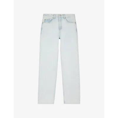 The Kooples Straight-leg Regular-fit High-rise Jeans In Blue Bleached / Navy