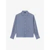 The Kooples Womens Blue White Stripe Straight-cut Woven Shirt In Blue White