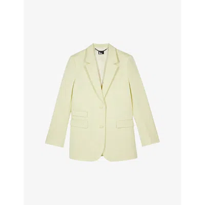 The Kooples Womens Bright Yellow Notch-lapel Single-breasted Woven Blazer