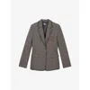 The Kooples Prince Of Wales-check Leather-piping Wool Jacket In Brown