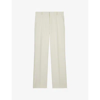 The Kooples Womens Ecru Straight-leg High-rise Stretch-woven Trousers