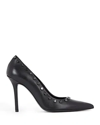 The Kooples Womens Black Stud-embellished Stiletto-heel Leather Court Shoes