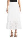 The Kooples Floral Scalloped-edge Lace Midi Skirt In White