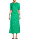 The Kooples Long Printed Dress With Cut-out Details In Green