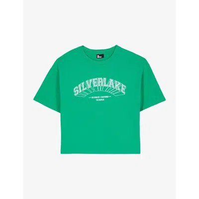 The Kooples Womens Green Slogan-print Short-sleeve Cotton T-shirt
