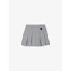 The Kooples Embroidered-patch Pleated Knitted Mini Skirt In Grey Melange