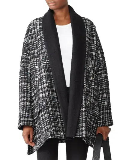 The Kooples Women's Holly Tweed Wool Blend Coat In Black