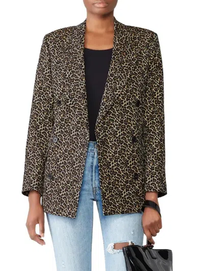 The Kooples Women's Leopard Double Breasted Blazer In Brown