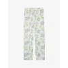 THE KOOPLES THE KOOPLES WOMEN'S LIGHT BLUE/WHITE FLORAL-PRINT HIGH-RISE WOVEN TROUSERS