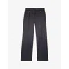THE KOOPLES THE KOOPLES WOMEN'S NAVY BUTTON-EMBELLISHED STRAIGHT-LEG HIGH-LEG WOVEN TROUSERS