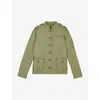 Shop The Kooples Womens Olive Night Officer-collar Patch-pockets Cotton Jacket