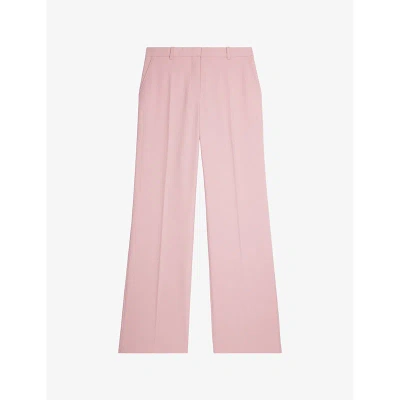 The Kooples Womens Pastel Pink Straight-leg High-rise Stretch-woven Trousers