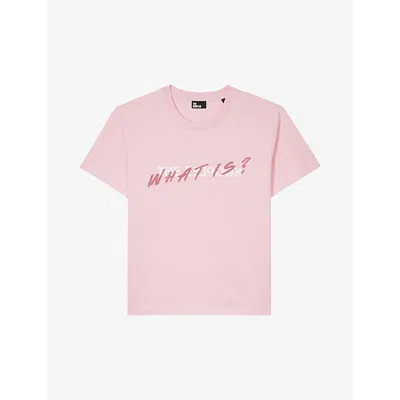 The Kooples Womens Powder Pink Slogan-print Short-sleeve Cotton T-shirt