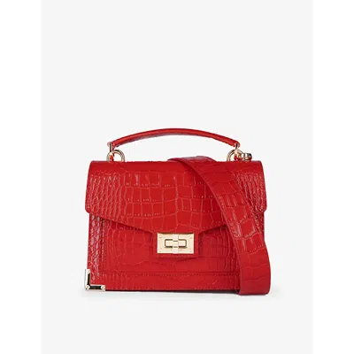 The Kooples Womens Red Small Emily Crocodile-effect Leather Cross-body Bag