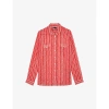THE KOOPLES THE KOOPLES WOMEN'S RED WHITE GRAPHIC-PRINT LONG-SLEEVE WOVEN SHIRT