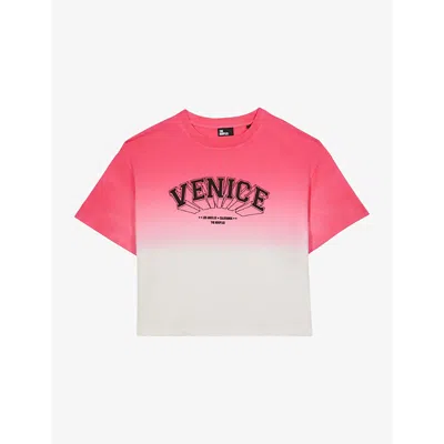 The Kooples Womens Retro Pink Graphic-print Tie-dye Cotton T-shirt