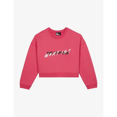 The Kooples Womens Retro Pink What Is Cropped Cotton-jersey Sweatshirt