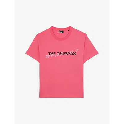 The Kooples Womens Retro Pink 'what Is'-printed Cotton T-shirt