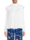 THE KOOPLES WOMEN'S SMOCKED MOCKNECK BLOUSE