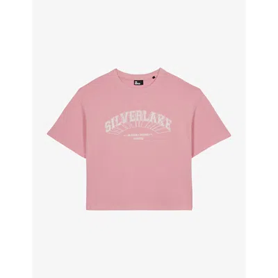 The Kooples Womens Sweet Pink Graphic-print Short-sleeve Cotton T-shirt
