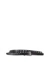 The Kooples Womens Black Studded Thin Double-wrap Leather Belt In Black